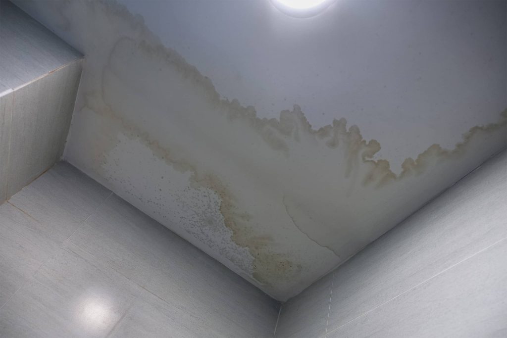 Water damage on ceiling due to water leak